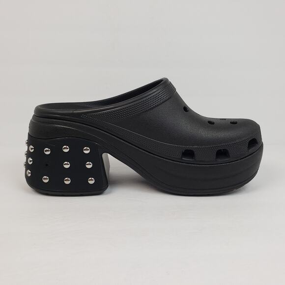 Crocs Siren Studded Clog Mens Sz 10 Womens Sz 12 Black Platform Clog Shoes - Picture 4 of 13